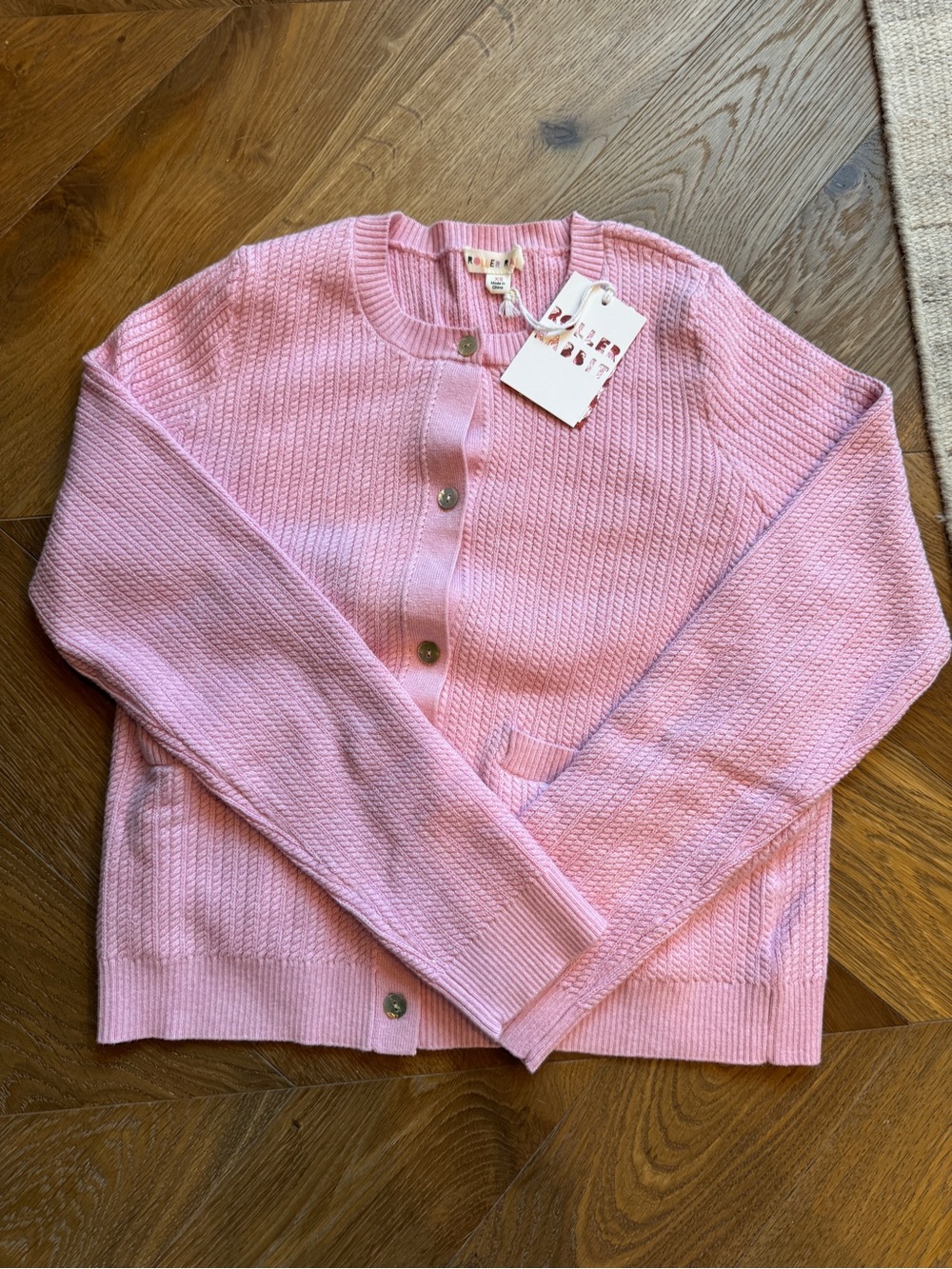 Roller Rabbit Light Pink Knit Button-Front Cardigan